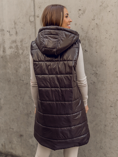 Gilet long matelassé pour femme marron Bolf 82019