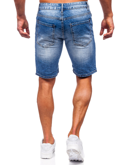 Le short en jean pour homme bleu foncé Bolf RJ953