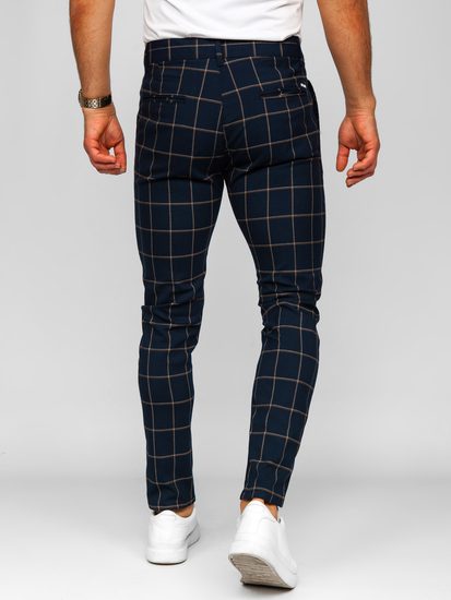 Homme Pantalon élégant à carreaux Bleu foncé Bolf 184177