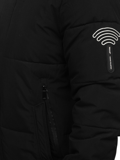 Homme Blouson d'hiver longue matelassée Noir Bolf 91M9912