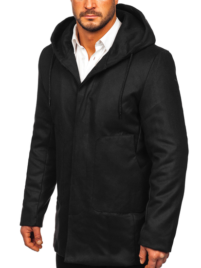 Manteau d'hiver à capuche pour homme noir Bolf 79B3-197
