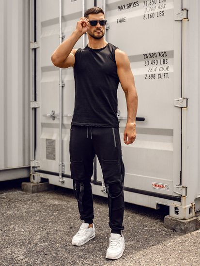 Débardeur noir en coton imprimé pour homme Bolf 1205