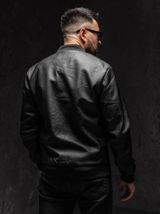 Homme Blouson bomber en cuir Noir Bolf 3A65A1