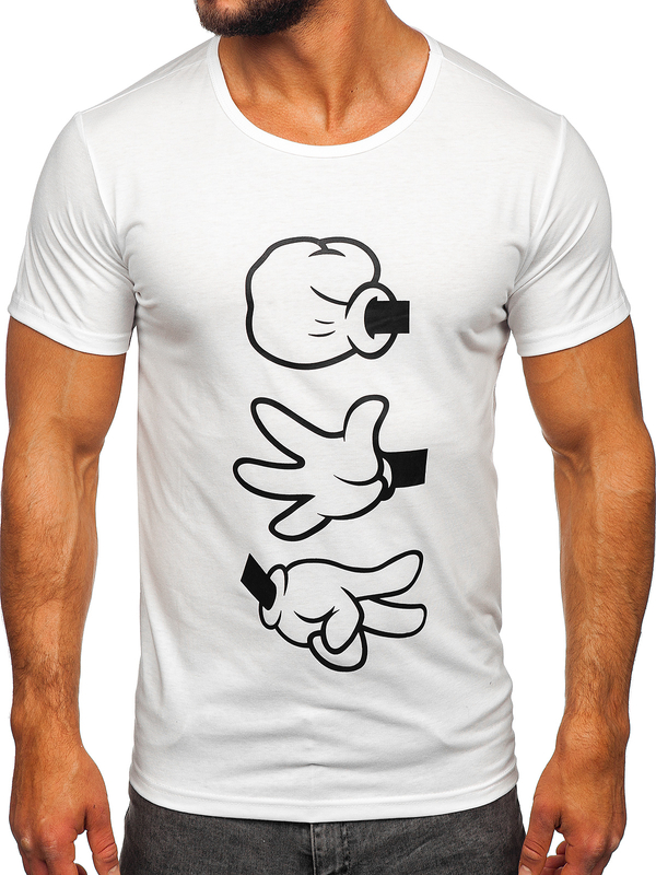 Tee-shirt imprimé pour homme blanc Bolf KS1997