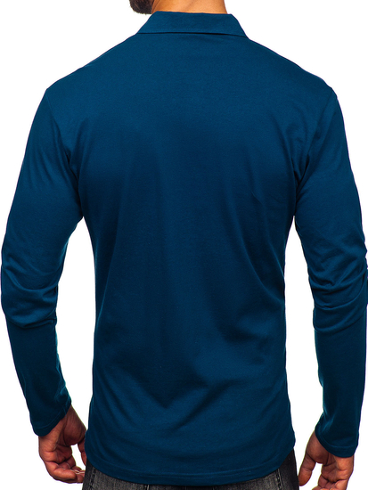 Homme Polo en coton à manches longues Bleu foncé Bolf 5119