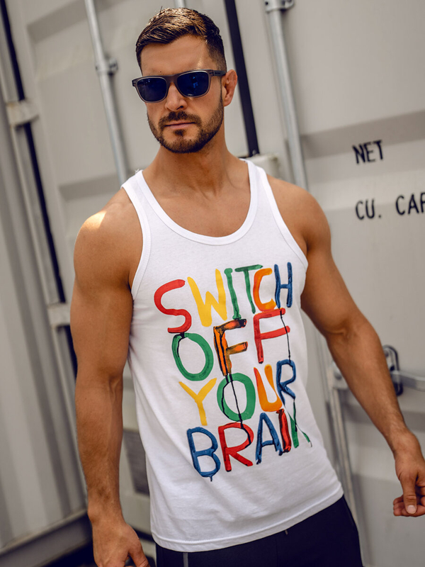 Homme Débardeur imprimé Blanc Bolf 14837A