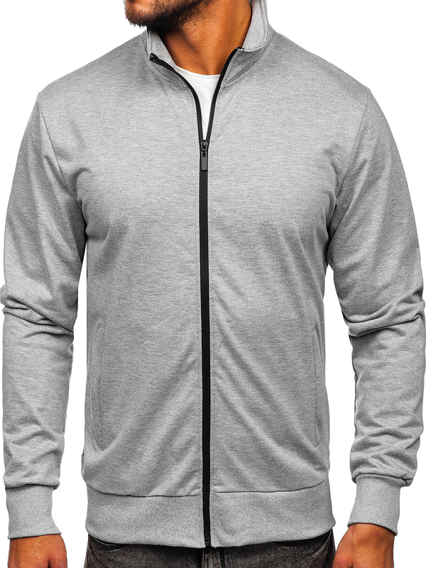 Sweat-shirt à col montant avec fermeture pour homme gris Bolf B067