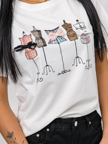 Femme T-shirt imprimé Blanc Bolf 97T2111