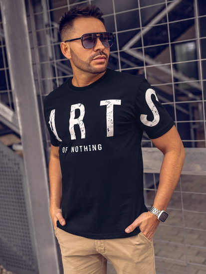 Tee-shirt imprimé pour homme noir Bolf 1180A