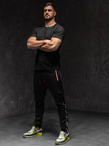 Homme Pantalon de jogging cargo Noir Bolf K10279A1