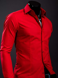 Chemise élégante rouge à manches longues pour homme Bolf 1703A