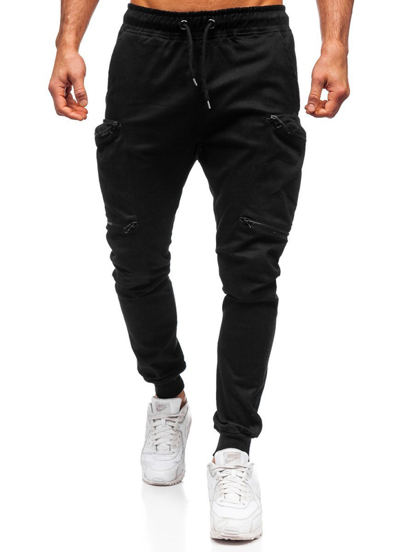 Homme Pantalon jogger cargo Noir Bolf 0475