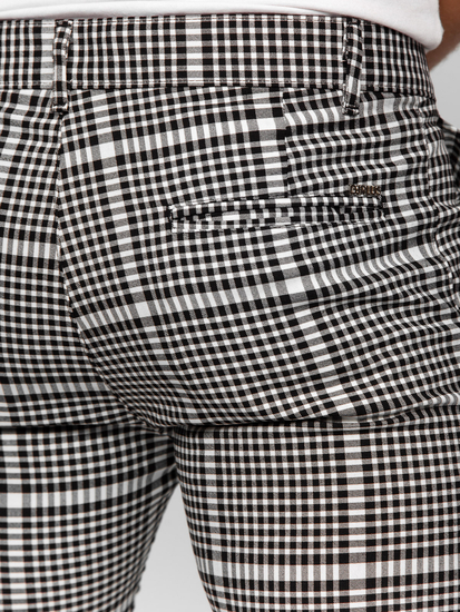 Homme Pantalon élégant à carreaux Noir-Blanc Bolf 184147