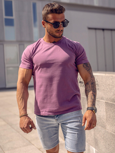 T-shirt uni en coton violet pour homme Bolf 192397A