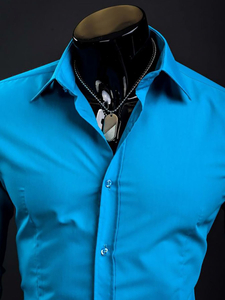 Chemise élégante turquoise à manches longues pour homme Bolf 1703A