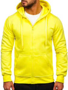 Survêtement avec un sweat-shirt à capuche zippé pour homme jaune clair Bolf D004
