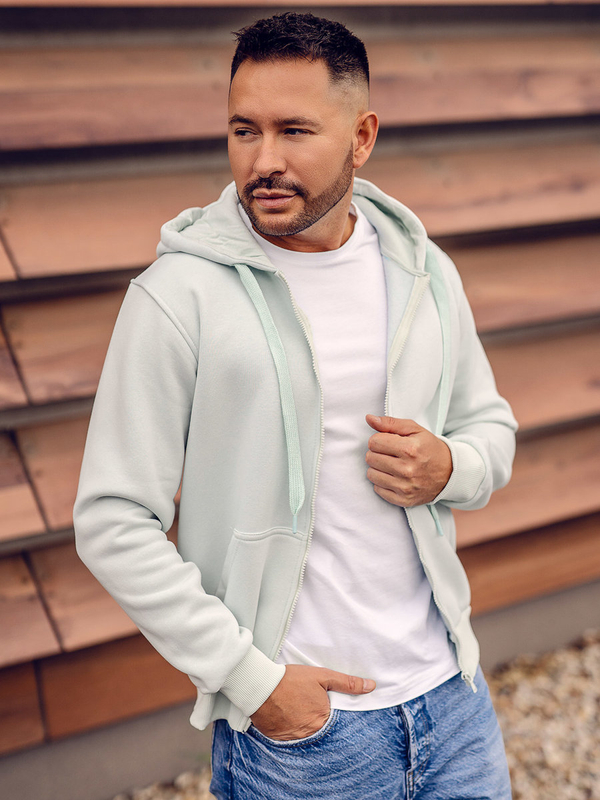 Sweat-shirt avec fermeture à capuche pour homme vert menthe clair Bolf 2008A