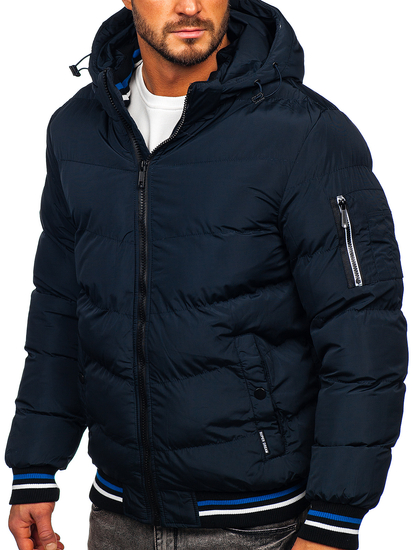 Blouson d'hiver matelassé pour homme bleu foncé Bolf 6971
