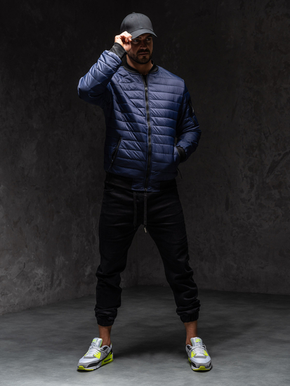 Homme Blouson de transition bomber matelassé Bleu foncé Bolf MY-02A1