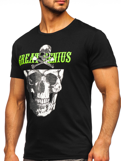 Tee-shirt noir avec imprimé pour homme Bolf Y70020