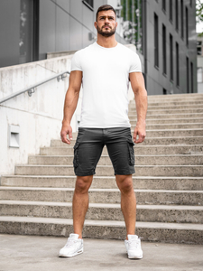 Short pantalon court de sport cargo pour homme noir Bolf XX160086