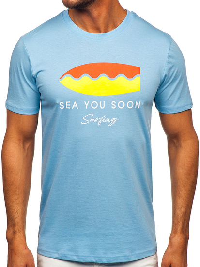 Homme T-shirt imprimé en coton Bleu Bolf MPO3457