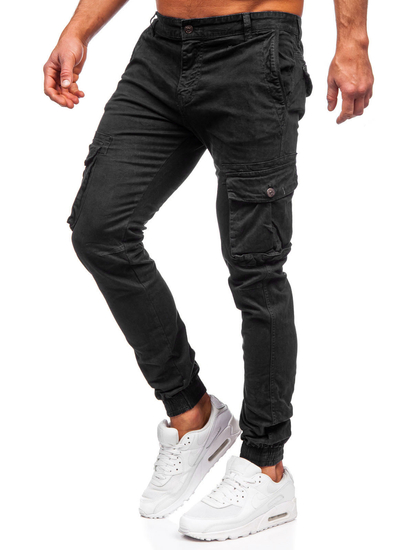 Homme Pantalon jogger cargo Noir Bolf JM5502