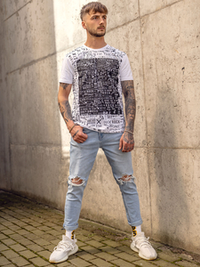 T-shirt homme en coton blanc avec imprimé Bolf 1173