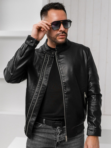 Blouson en cuir pour homme noir Bolf 1073     