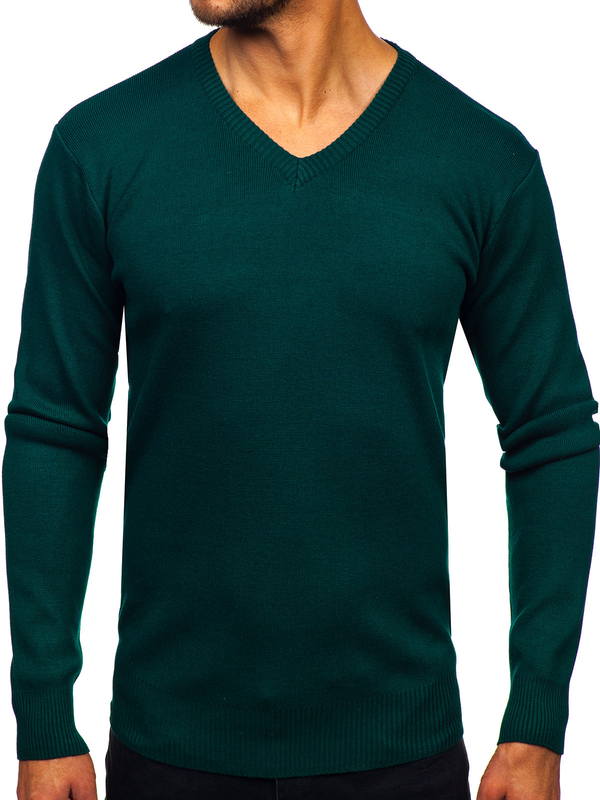 Homme Pull uni col V Vert Bolf S8725