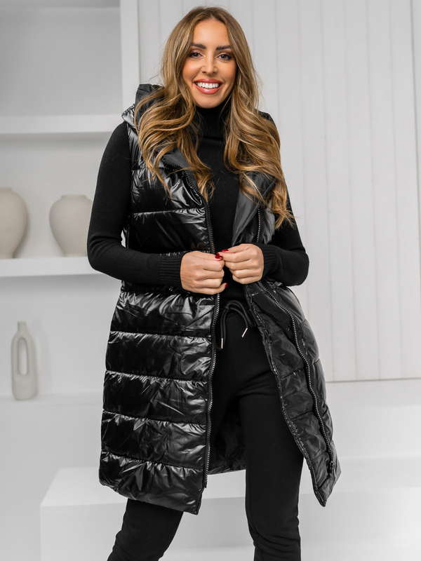 Femme Gilet matelassé long Noir Bolf 16M9117