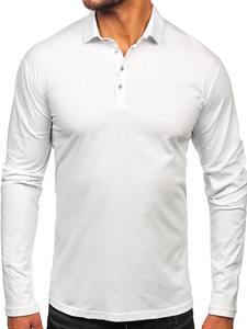Homme Polo en coton à manches longues Blanc Bolf 5119