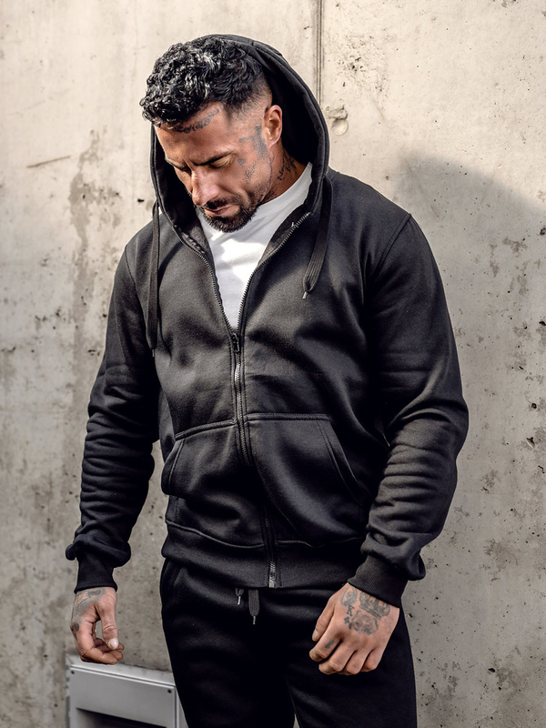 Sweat-shirt à capuche pour homme noir Bolf 2008A