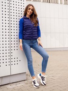 Gilet matelassé pour femme bleu foncé Bolf 23077