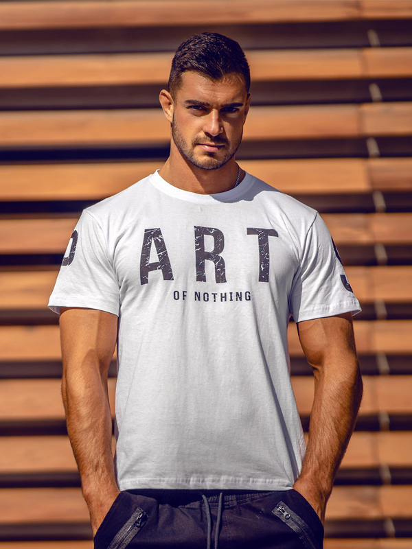 T-shirt homme en coton blanc avec imprimé Bolf 1180A