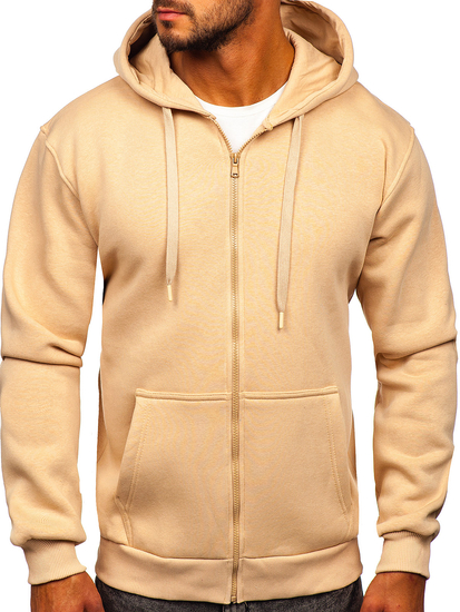 Sweat-shirt beige zippé à capuche pour homme Bolf 2008