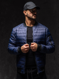 Homme Blouson de transition bomber matelassé Bleu foncé Bolf MY-02A1