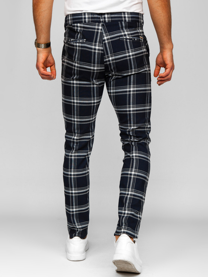 Homme Pantalon élégant à carreaux Bleu foncé Bolf 184144