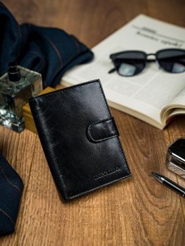 Portefeuille pour homme en cuir noir 4597