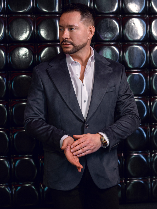 Veste de costume homme en velours bleu marine Bolf 24410