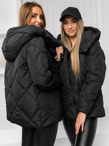 Femme Blouson d'hiver matelassée à capuche Noir Bolf 5M3175A