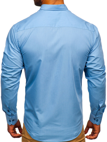 Chemise élégante bleu clair à manches longues pour homme Bolf 7724