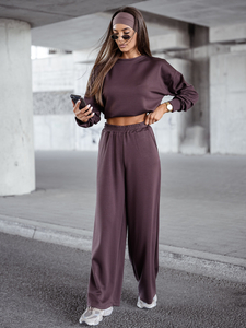 Survêtement zippé deux pièces femme beurre chocolat Bolf 821111