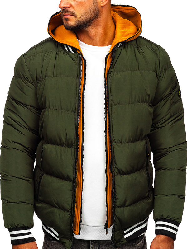 Blouson d'hiver matelassé pour homme vert Bolf 6900
