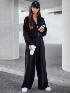 Ensemble sweat-shirt zippé deux pièces femme noir Bolf 821109