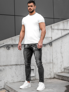 Pantalon en jean regular fit pour homme noir Bolf MP019N