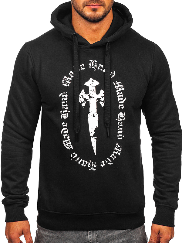 Homme Sweat-shirt imprimé à capuche Noir Bolf MF2011