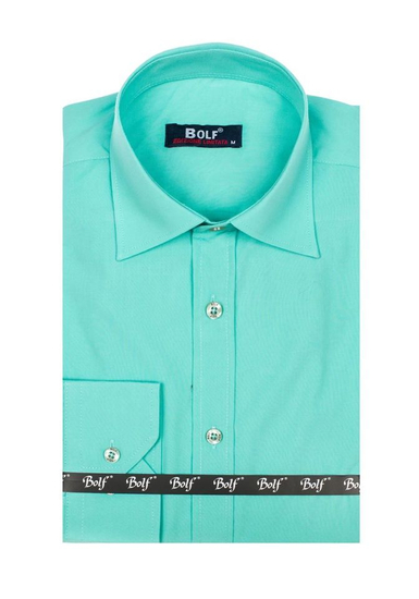 Chemise élégante vert clair à manches longues pour homme Bolf 1703