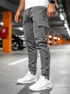 Homme Pantalon jogger cargo épais Gris Bolf JX8715A