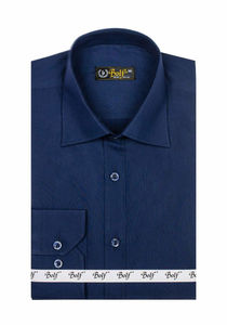 Chemise élégante bleu marine à manches longues pour homme Bolf 1703